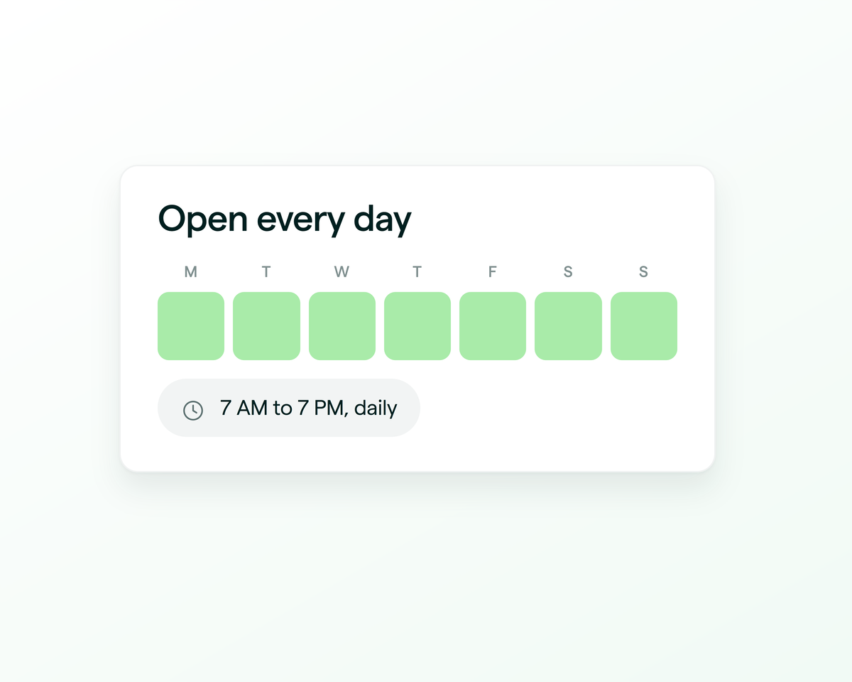 Inspection slots run every day of the week, evenings and weekends included