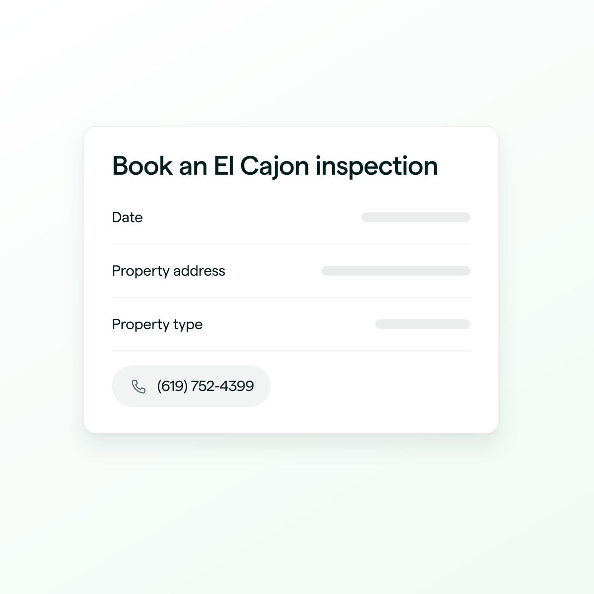 Booking an El Cajon inspection: pick a date, give the address, we confirm the scope