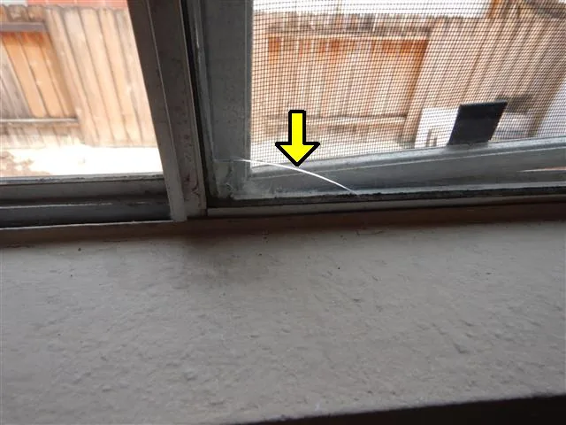 Window and sill during an inspection