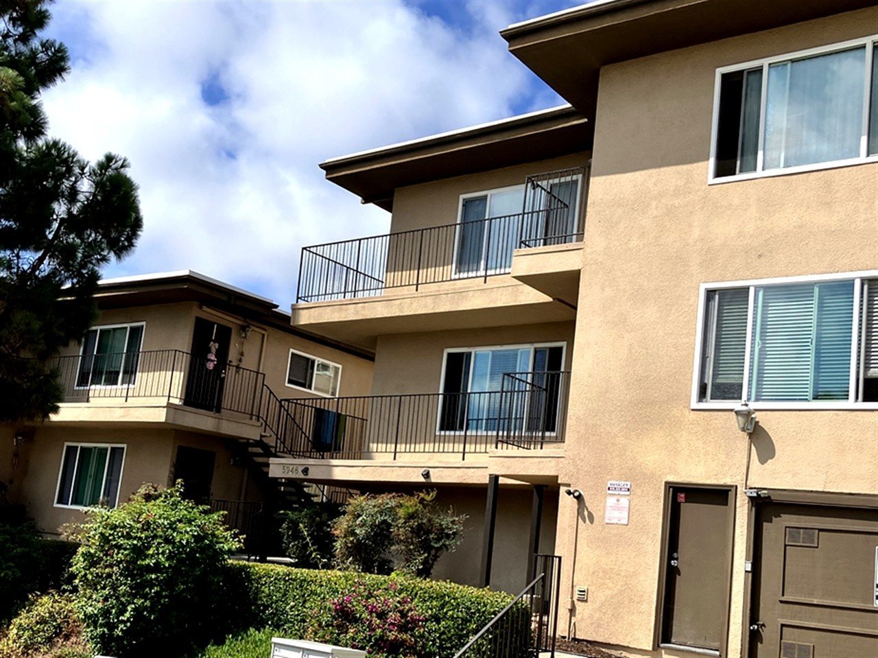 Apartment building at 5946 Lauretta St San Diego during a balcony and walkway inspection