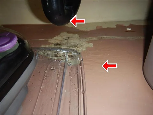 Water-damaged bathroom vanity from a plumbing leak found during a San Diego seller’s inspection.
